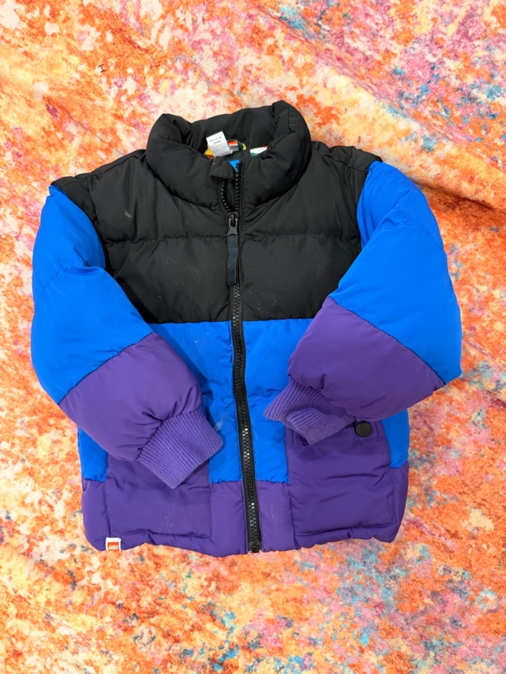 LEGO Wear Puffer Jacket Kids Size 3T Purple Blue Colorblock Winter Coat
